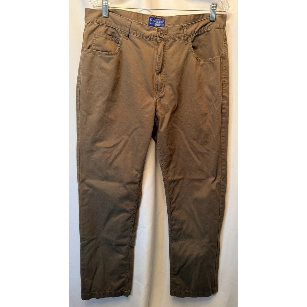 Pendleton Men's Size 36x32 Brown Straight Leg 5-Pocket Pants 100% Cotton Classic